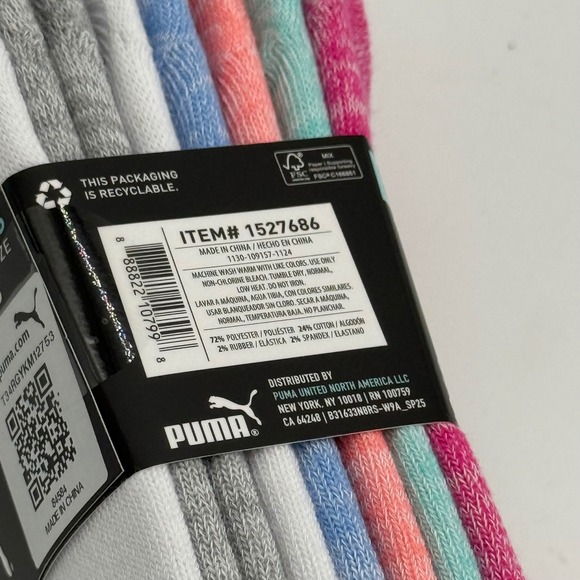 Puma Dry Cell Moisture Wicking Lightweight Comfort Arch Support Socks 5-9.5 - Picture 4 of 6